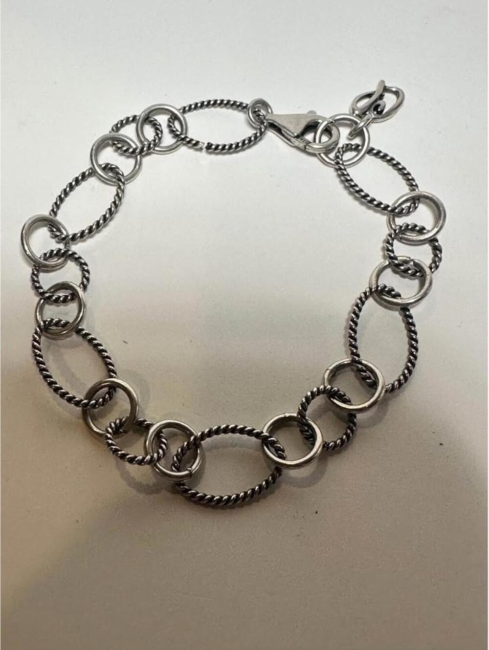 Carolyn Pollack Designer Sterling Silver 925 Mixed Link Bracelet 8”